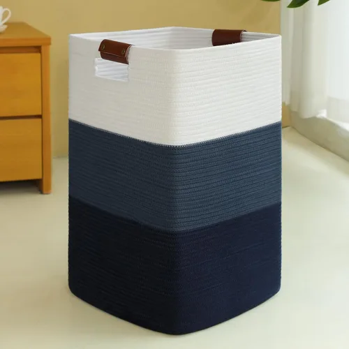 Miniatura 8 de Cesta de Ropa Sucia 96L Extra Grande Cesta de Lavandería, Cesta Tejida para Mantas, Cesta de Almacenamiento Tejida de Algodón con Asas para Sala