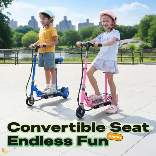 Miniatura 3 de Patinete eléctrico con asiento, altura ajustable para niños de 8 a 12 años, hasta 10 mph y carga máxima de 155 libras, asiento extraíble, 2 estilos