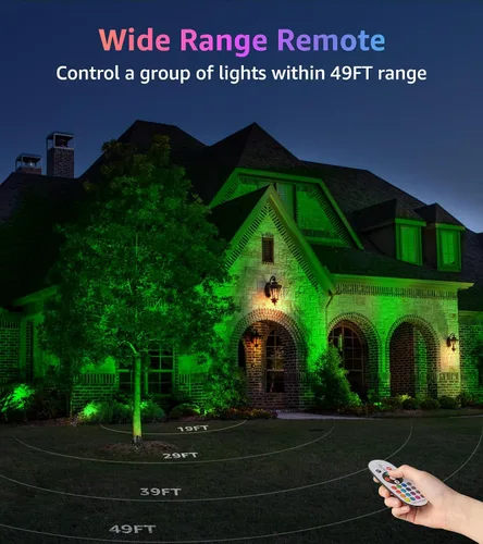 Miniatura 4 de SUNVIE Paquete de 2 focos RGBW para exteriores de 12 W LED que cambian de color con control remoto 120 V RGB iluminación de paisaje luces