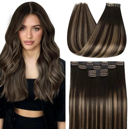 Miniatura 21 de Full Shine Invisi Edge - Extensiones de cabello con clip sin costuras, color negro azabache, cabello Remy inyectado de trama invisible para cabello