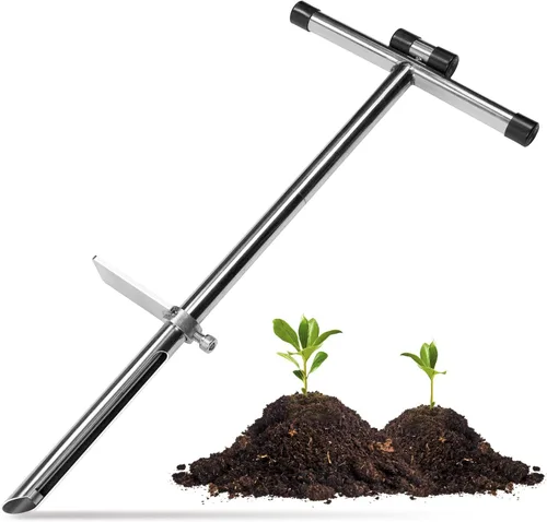 Sonda de muestra de suelo de 20 pulgadas, sondas de suelo con mango estilo T de acero inoxidable para muestreo de suelo, herramienta de muestreo de