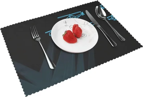 Miniatura 9 de Rectangular Placemats Set of 4, Heat Resistant Cat Printed Kitchen Dining Table Mats