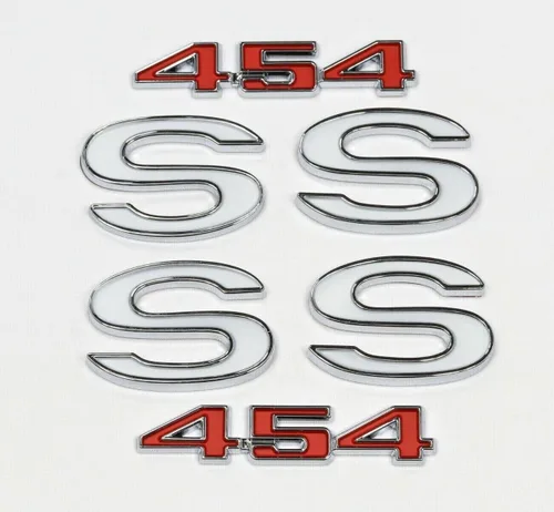 Miniatura 8 de Juego de 6 piezas SS 454 Emblema de guardabarros 3D, placa de identificación de repuesto para El Camino Malibu 1970 1971 1972 (negro brillante)