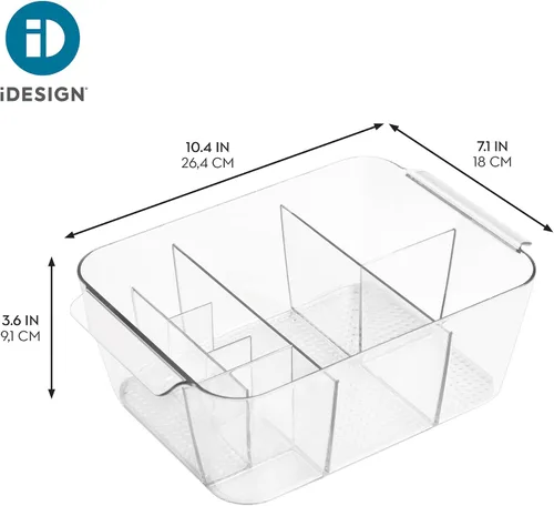 Miniatura 4 de iDesign Organizador de maquillaje para encimera, almacenamiento para cosméticos y artículos de tocador, juego de 2, transparente, fabricado