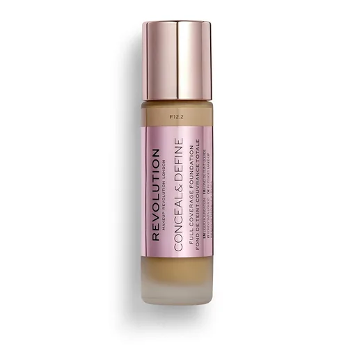 Miniatura 6 de Makeup Revolution Base oculta y define, cobertura completa y acabado mate, F13.2 para tonos de piel oscuros, vegano y libre de crueldad, 0.7 onzas