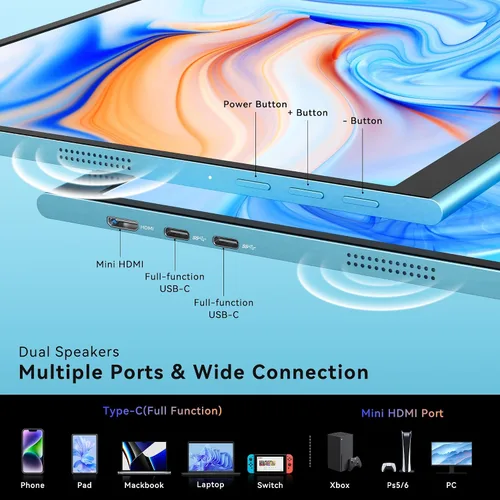 Miniatura 4 de GEEKOM Monitor portátil (2026), monitor portátil FHD de 16 pulgadas 1200P FHD USB C HDMI pantalla de computadora HDR cuidado ocular pantalla externa