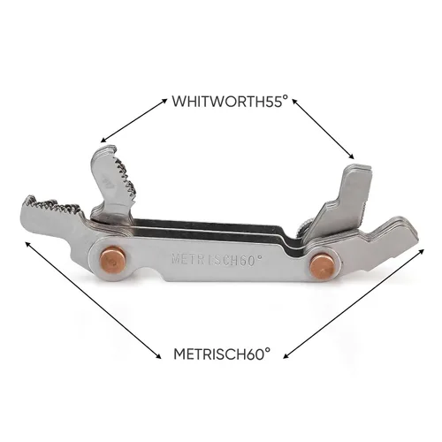 Miniatura 4 de Juego de herramientas de medición de rosca, medidores de rosca de acero inoxidable, medidor de tornillo métrico e imperial SAE Whitworth de 55