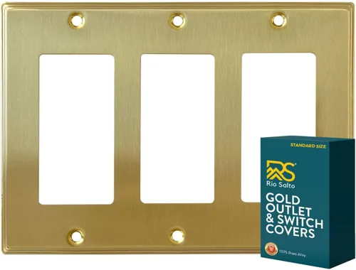 Miniatura 29 de Rio Salto BRASS - Placa de pared moderna de metal dorado para interruptor de luz o cubierta de enchufe, placa de pared para receptáculo individual