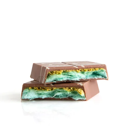 Miniatura 5 de Carians Viral - Barra de chocolate con pelo de ángel italiano congelado, sabor a pistacho, kataifi y caramelo, ideal para regalo, aniversario, 3.88
