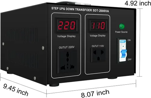 Miniatura 6 de Transformador elevador/abajo 220v a 110v, 2000W 110 a 220 convertidor de voltaje 120v a 240V Heavy Duty Power Transformer