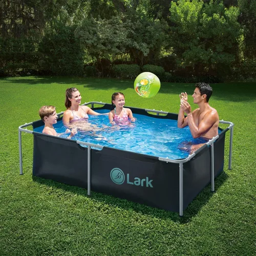 Miniatura 3 de Lark Piscina de marco de metal sobre el suelo de 6 pies x 4 pies x 16.5 pulgadas con aspiradora a batería, no incluye bomba