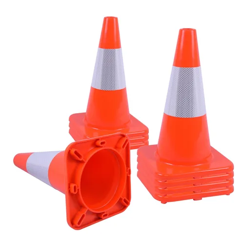 Miniatura 8 de Paquete de 4 conos de tráfico de 18 pulgadas con collares reflectantes, conos de seguridad de PVC duraderos para estacionamiento, construcción