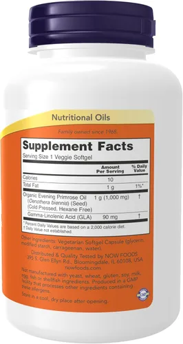 Miniatura 2 de NOW Foods Suplementos, Aceite de onagra 1000 mg, prensado en frío, sin hexano, fórmula vegana, 90 cápsulas blandas vegetales