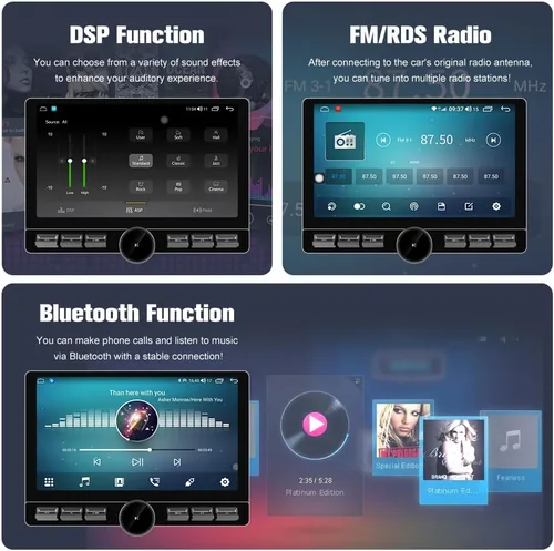 Miniatura 7 de Android 13 8-Core 4GB+64GB Estéreo de Coche de Doble DIN, Radio de Coche con Pantalla Táctil Flotante Desmontable de 10.6 Pulgadas con Carplay