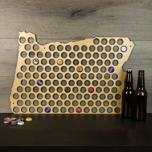 Miniatura 3 de Torched Tapa de cerveza Mapa Oregon, Estados Unidos tapa de cerveza titular decoración de pared, regalo para amantes de la cerveza para hombres