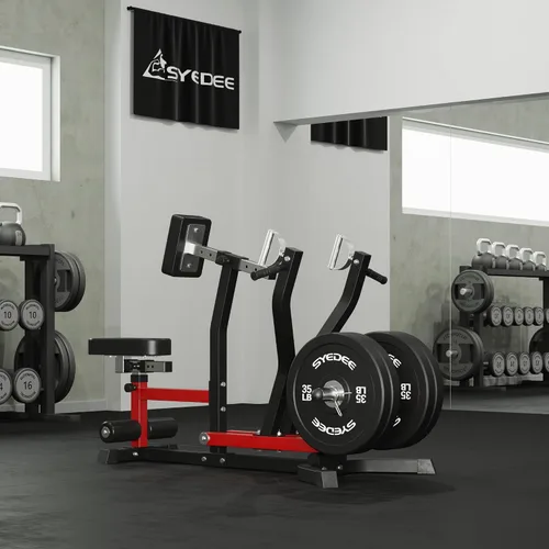 Miniatura 7 de Máquina de fila sentada, máquina trasera de equipo de gimnasio con placa cargada, máquina LAT ajustable con brazos independientes y posiciones