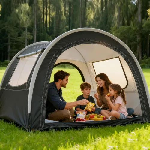 Miniatura 2 de Tienda de campaña para túnel y camping, 82 x 71 x 65 pulgadas, 2/3/4 personas, diseño de tres capas con malla / PVC / tela Oxford Glamping tienda