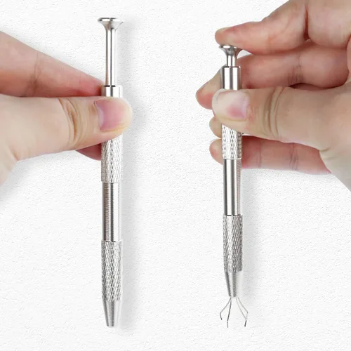 Miniatura 5 de Paquete de 3 herramientas de recogida de 4 garras de joyero, 4 puntas, pinzas de garra de diamante, púas de chip BGA para recolección de piezas