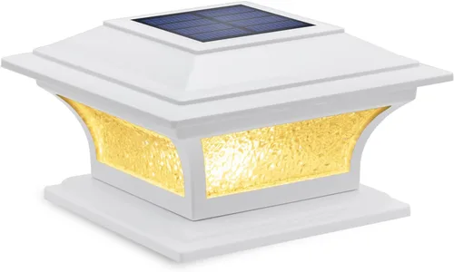 Miniatura 8 de SIEDiNLAR Luces solares de poste de vidrio para exteriores, luz LED para cerca, 2 modos para postes de 4 x 4, 5 x 5, 6 x 6 pulgadas, decoración