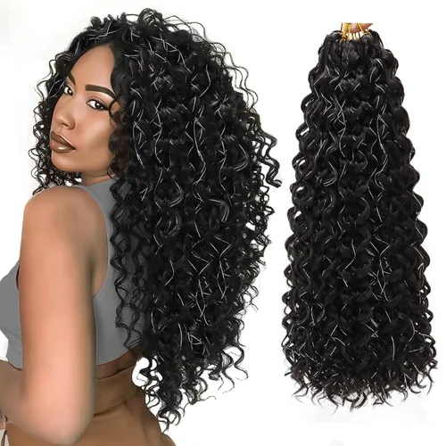 Miniatura 68 de 8 Paquetes de Cabello Rizado con Ganchillo GoGo, Cabello Rizado con Ganchillo para Mujeres Negras, Trenzado de Onda Profunda, Cabello Sintético