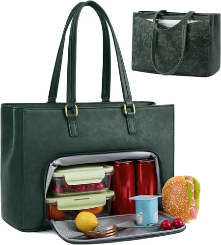 Miniatura 14 de LOVEVOOK Bolsa para laptop para mujeres, bolsa de mano para laptop de 15.6 pulgadas para mujeres, bolsas de mano de trabajo de cuero vintage