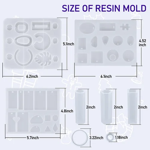 Miniatura 3 de IGaiety Kits de resina para fabricación de joyas, kit de iniciación de moldes de silicona, paquete de 278 piezas con resina epoxi de silicona