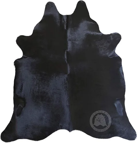 Miniatura 8 de Sunshine Cowhides Alfombra de piel de vaca negra 100% auténtica, lujosa alfombra de vaca para dormitorio, cocina, sala de estar y decoración