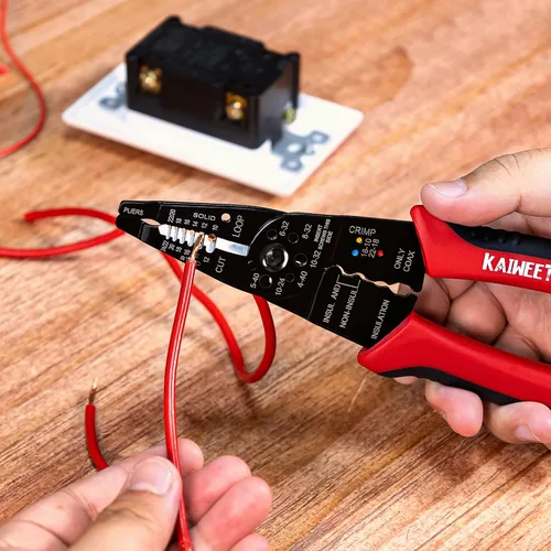 Miniatura 7 de KAIWEETS Pelacables 10-22 AWG Empalmador de Cables Pelacables Herramienta Multipropósito para Pelar Cables Alicates de Alambre Eléctrico