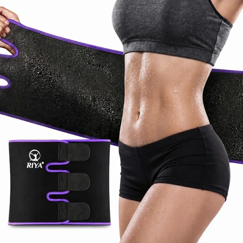 RIYA Faja reductora de cintura para sudar para mujeres y hombres, banda de sudor para el vientre y el estómago Púrpura