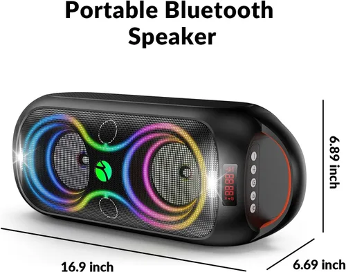 Miniatura 7 de Altavoces Bluetooth inalámbricos: sonido fuerte de 120 dB, 8 luces LED dinámicas, 5 modos RGB, Bluetooth 5.3, entrada TWS/USB/TF/AUX/FM/Mic, mango