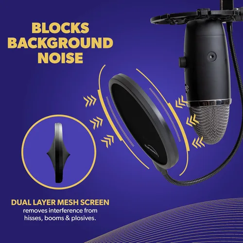 Miniatura 3 de Filtro de interferencias Auphonix, para micrófono Blue Yeti, Negro