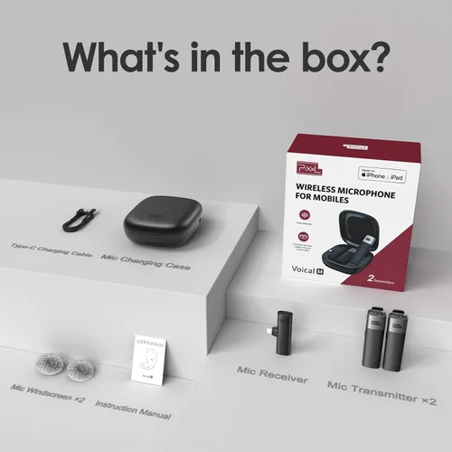 Miniatura 7 de PIXEL Micrófono inalámbrico Lavalier (certificado MFi), paquete de 2 micrófonos de solapa compatibles con todos los dispositivos Lightning. Plug and