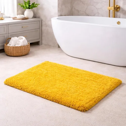 Miniatura 10 de C23 Alfombra de baño de 1 pie 8 pulgadas x 2 pies 8 pulgadas, alfombra de baño suave de felpa copetuda 100% algodón con respaldo de látex