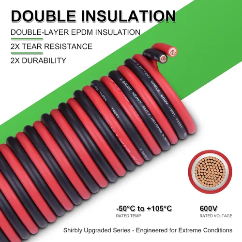 Miniatura 2 de Cable de batería 1/0 AWG de 10 pies, rojo y negro, cable de soldadura OFC de cobre puro calibre 1/0 (actualizado con aislamiento más grueso), mayor