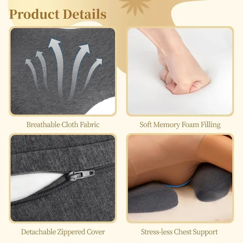 Miniatura 4 de Almohada de masaje boca abajo, almohada boca abajo para dormir, cojín ergonómico para la cabeza y cojín de pecho, cojín de masaje para dormir