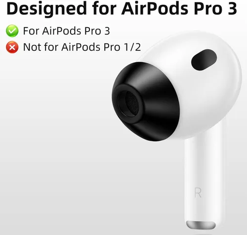 Miniatura 2 de Lanwow Almohadillas de espuma viscoelástica para AirPods Pro 3 2025, 4 pares, paquete variado XS, S, M, L, ajuste seguro, color negro
