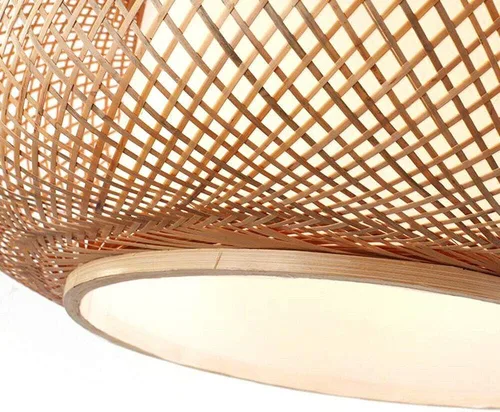 Miniatura 5 de Lámpara colgante de bambú tejida hecha a mano, ratán antiguo, lámpara colgante de techo de madera natural con cable ajustable para sala de estar