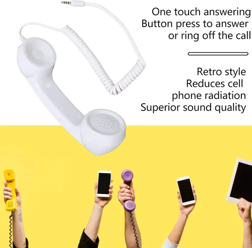 Miniatura 3 de Auricular retro para teléfono, receptor de teléfono celular, receptor de teléfono celular multifunción a prueba de radiación con enchufe de sonido