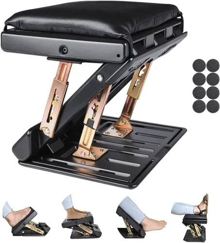 Reposapiés para debajo del escritorio en el trabajo con 4 niveles de altura ajustable, reposapiés plegable ergonómico para oficina, juegos,