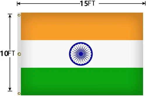 Miniatura 2 de Bandera de la India de 10 x 15 pies, banderas nacionales indias con 3 ojales de latón, 4 costuras y poliéster de alta calidad.