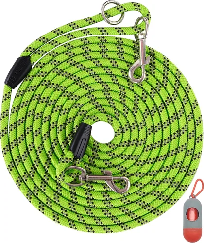 Miniatura 26 de Correa larga para entrenamiento de perros de 10 pies, 16 pies, 30 pies, 50 pies, 100 pies, cuerda de hilos reflectantes, correa resistente para Negro