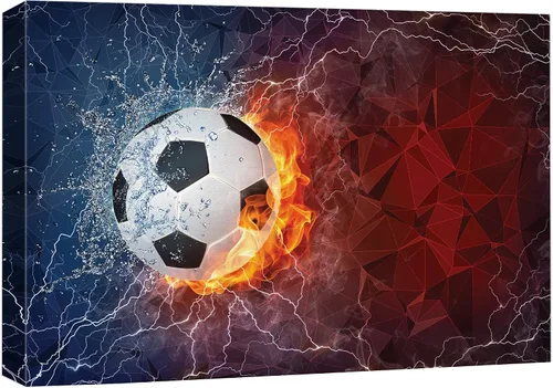 Miniatura 10 de .Wall26, lienzo de pared con pintura de pelota de tenis sobre piso de cancha. Balón de fútbol