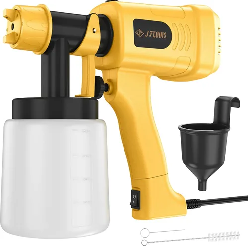 Pulverizador de pintura de 400 W, 3 patrones de pulverización Hvlp pistola de pintura en aerosol, ancho y flujo de pulverización ajustables, Amarillo