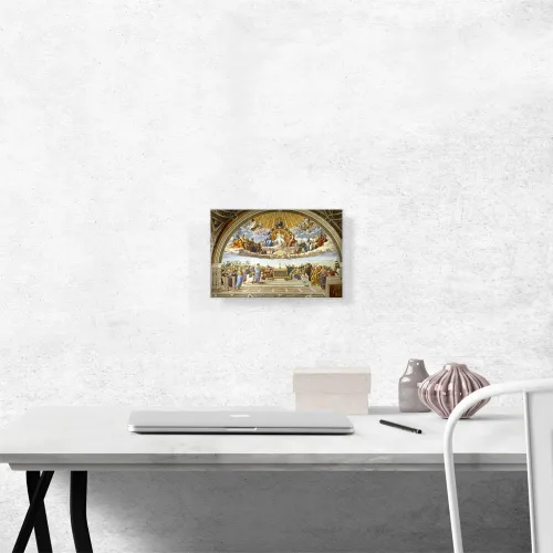 Miniatura 2 de ARTCANVAS Rafael 1510 - Póster de la disputación del Sacramento 1510, pintura enmarcada estirada, póster giclée, decoración de pared, 12 x 8