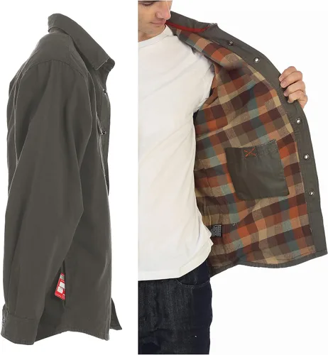 Miniatura 5 de Gioberti - Chaqueta tipo camisa para hombre de sarga con forro de franela 100 de algodón cepillado y suave