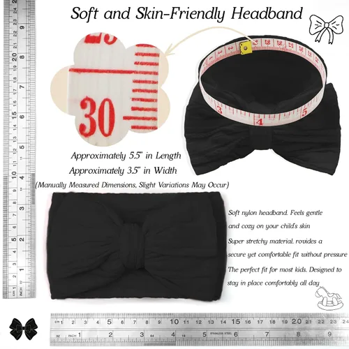 Miniatura 2 de CÉLLOT 6 piezas de diademas con lazos para bebé, diademas de nailon, accesorios para el pelo con lazos para bebé niña, esenciales para recién Caqui
