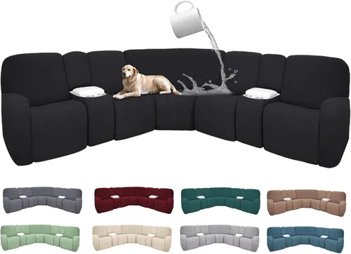 Miniatura 77 de Fundas de sofá reclinable seccional 100% impermeables para sofá reclinable en forma de L, funda de sofá modular de esquina en forma de L, fundas