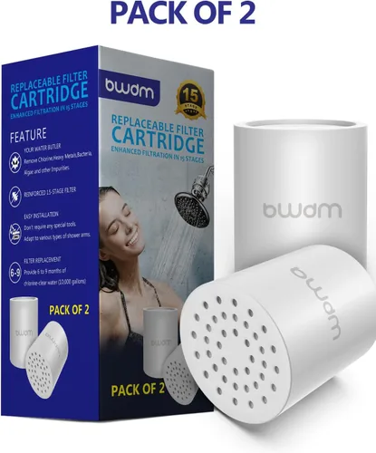 Miniatura 6 de Cartucho de repuesto para filtro de ducha, 15 etapas, alto rendimiento, vitamina C, eliminación de metales pesados y agua dura. Universal