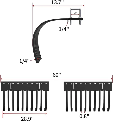 Miniatura 2 de YITAMOTOR Rastro de Paisaje para ATV/UTV para la Eliminación de Rocas, Grumos de Hierba y Escombros Compatible con el Elevador de Implemento Manual