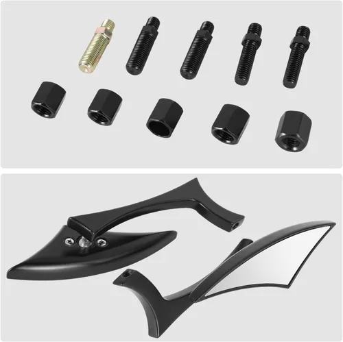 Miniatura 5 de DNA MOTORING Par de espejos retrovisores laterales para motocicleta, vidrio blanco, compatible con BMW Honda Suzuki Yamaha Kawasaki motocicleta